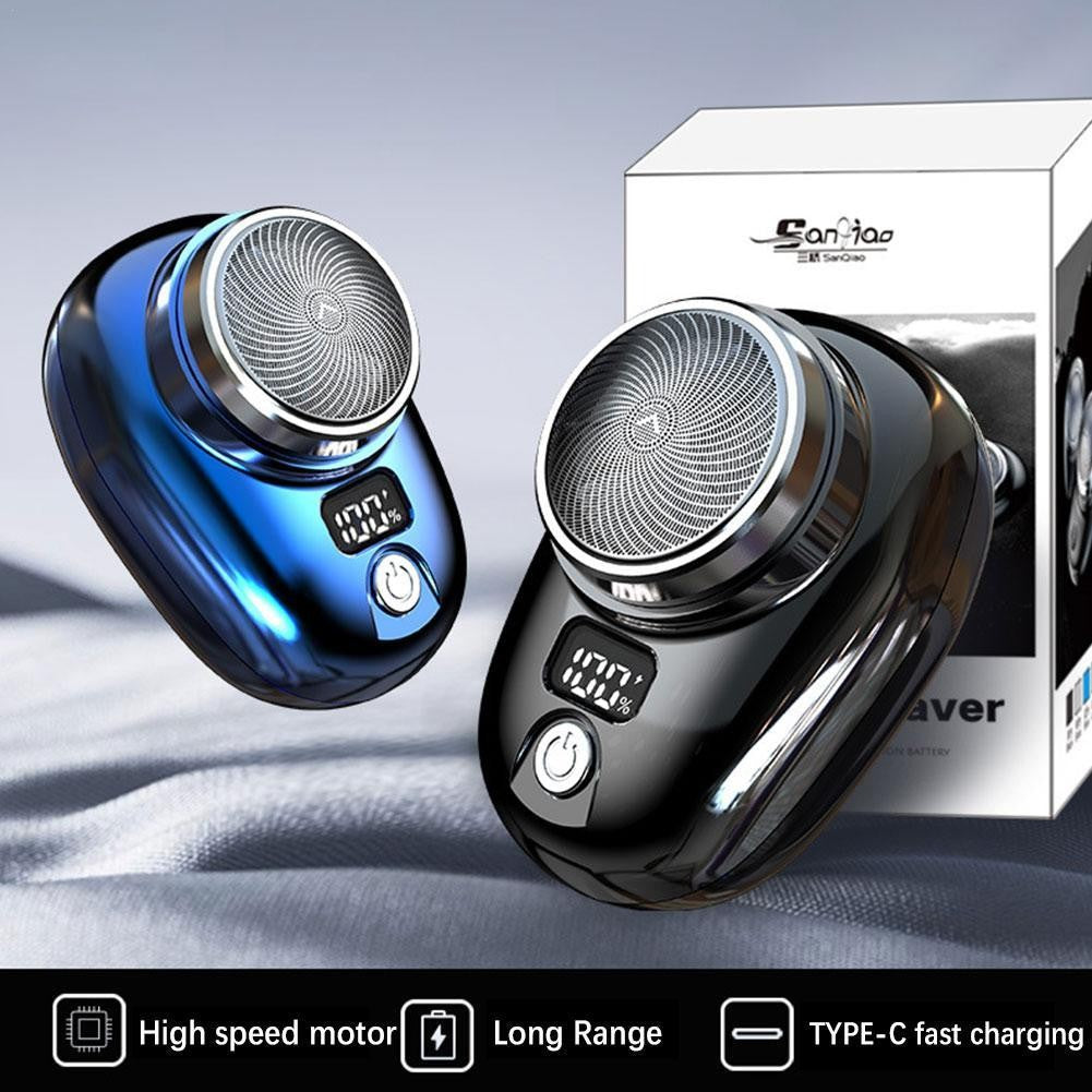 Mini barbeador elétrico para homens, display digital