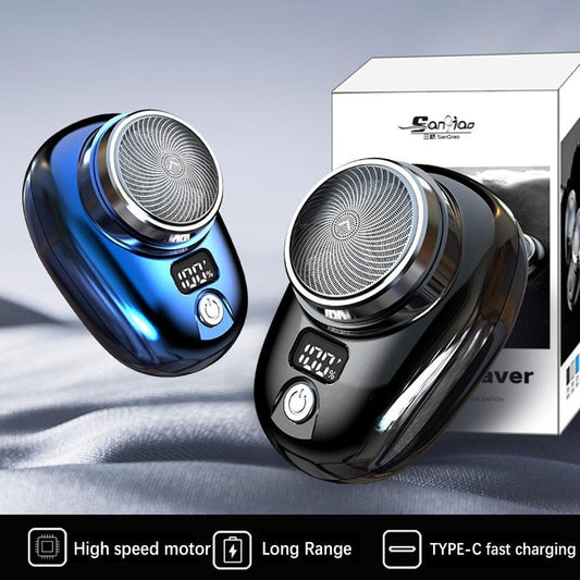 Mini barbeador elétrico para homens, display digital